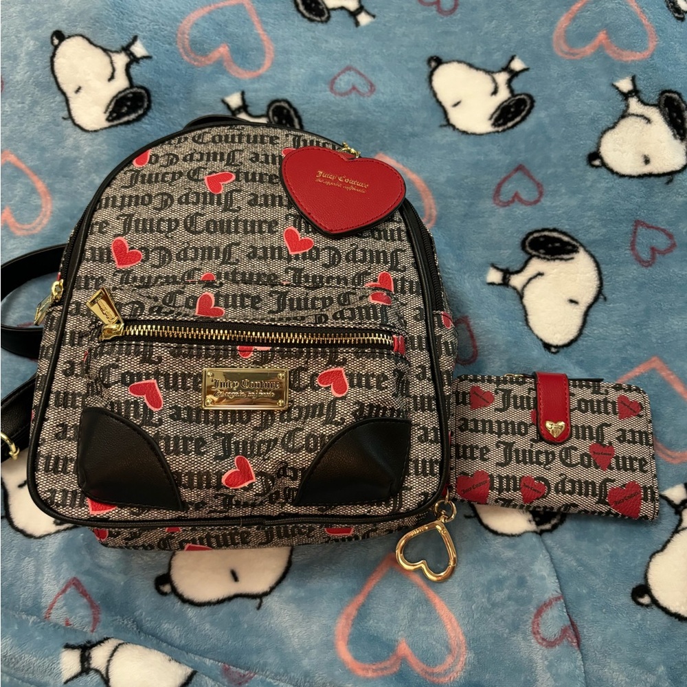 Juicy Couture Monogram Backpack with Heart Accent